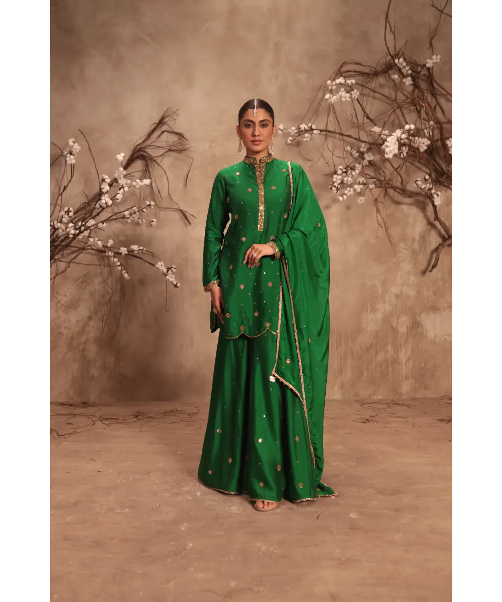 NITI BHOTRA - Nazakat Green Mirror Work Sharara Set